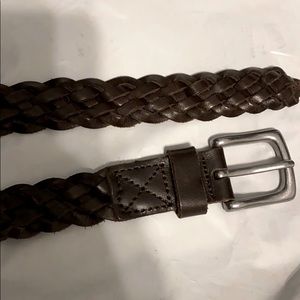 Brown leather braided belt